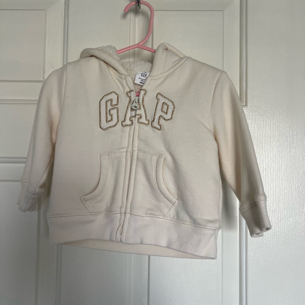 Baby Gap 6-12 month cream white thick hoodie